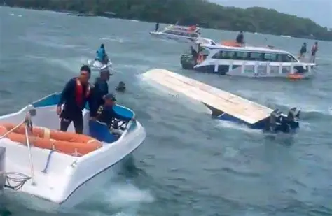 A tourist boat with 32 Indians capsized In Vietnam.