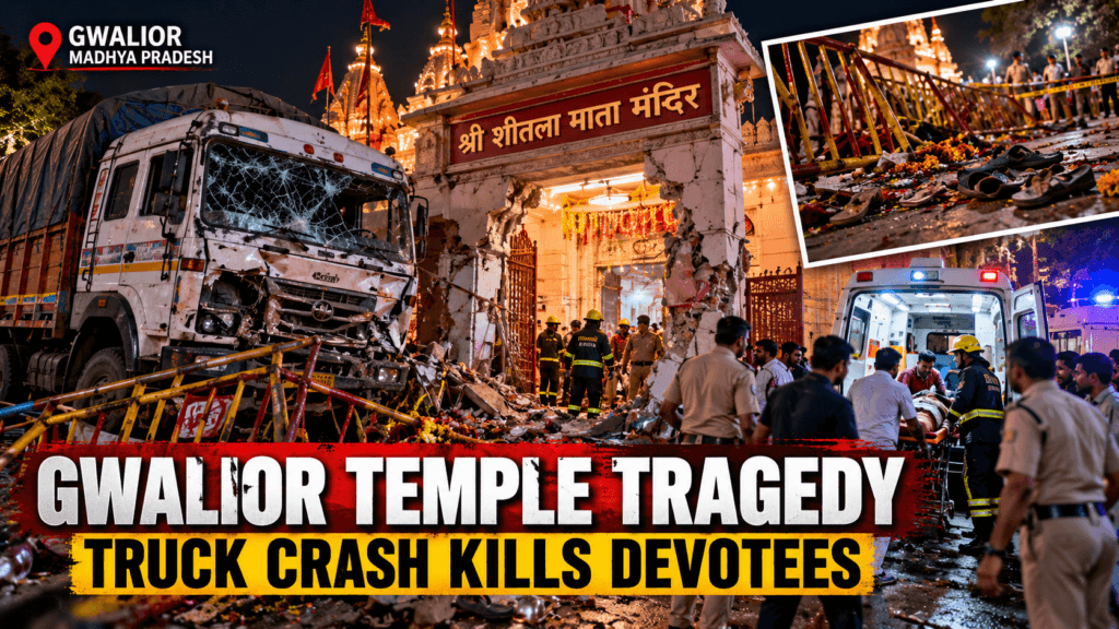 Gwalior Temple Tragedy: Truck Crash Kills 15 Devotees, Police Personnel Suspended as Probe Intensifies